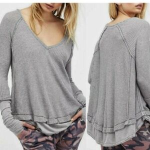 WE THE FREE Free People Oversized Waffle Knit Laguna Thermal Top
